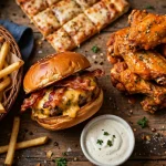 Hotshots menu prices 2026 wings burger pizza spread