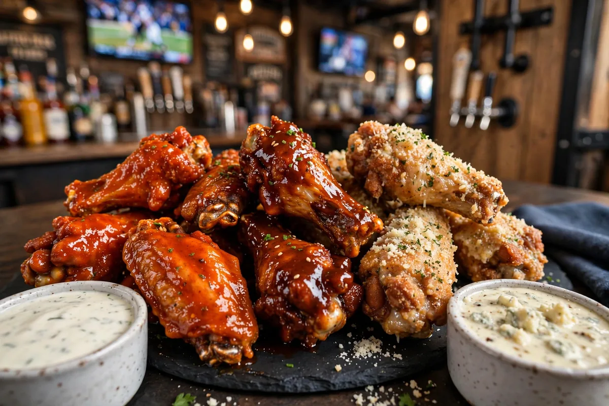 Hotshots chicken wings menu prices: trashed wings tossed in signature sauces