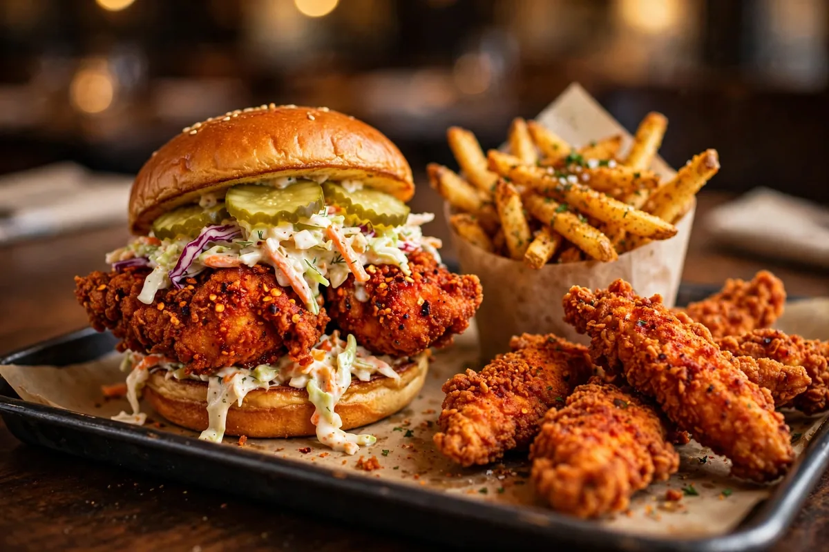 houston hot chicken menu prices 2026 crispy chicken sandwich tenders fries