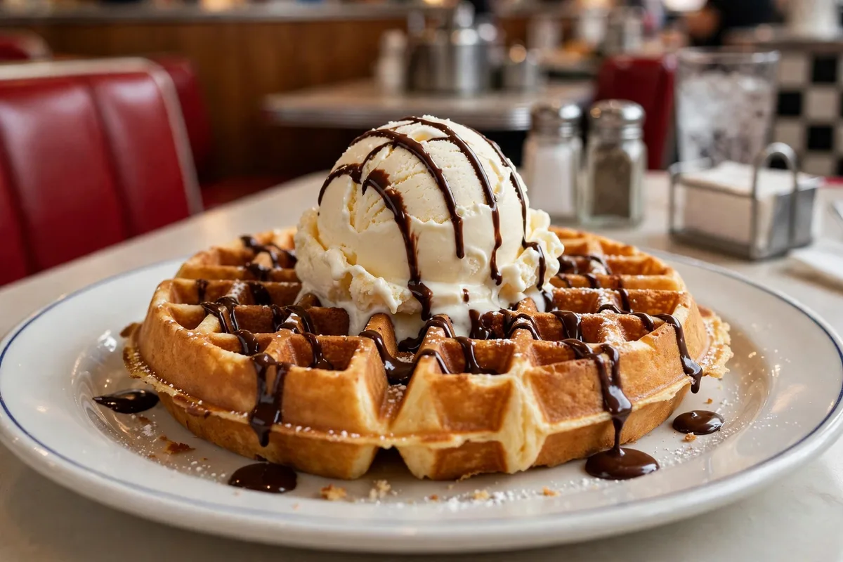Huddle House secret menu waffle sundae dessert