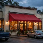 Huddle House working hours - diner storefront at dusk