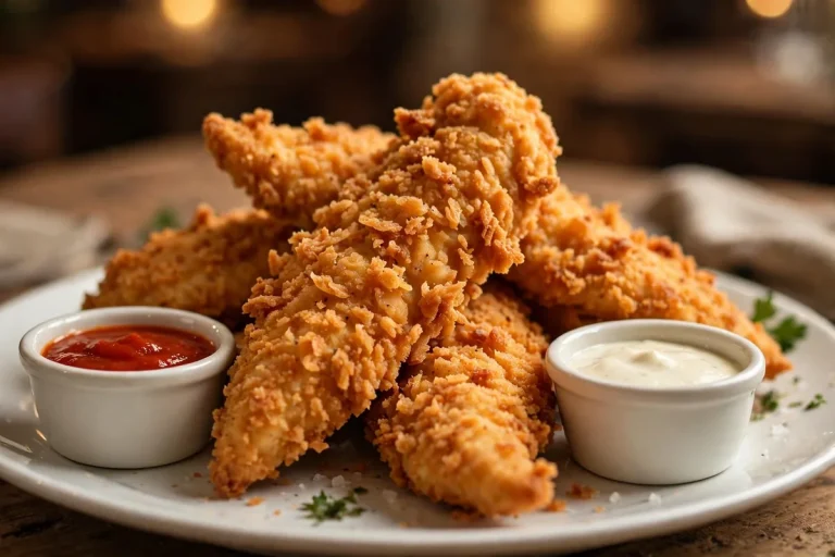 Crispy golden chicken tenders with dipping sauces, Huey Magoo's secret menu guide