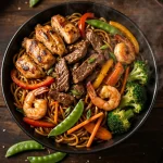 HuHot Mongolian Grill menu prices 2026 create-your-own stir fry bowl with grilled chicken and vegetables