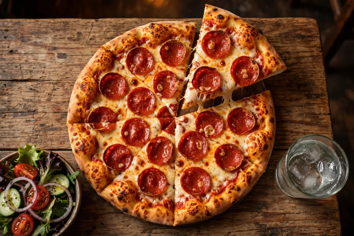 Hungry Howie's pepperoni pizza with calorie information