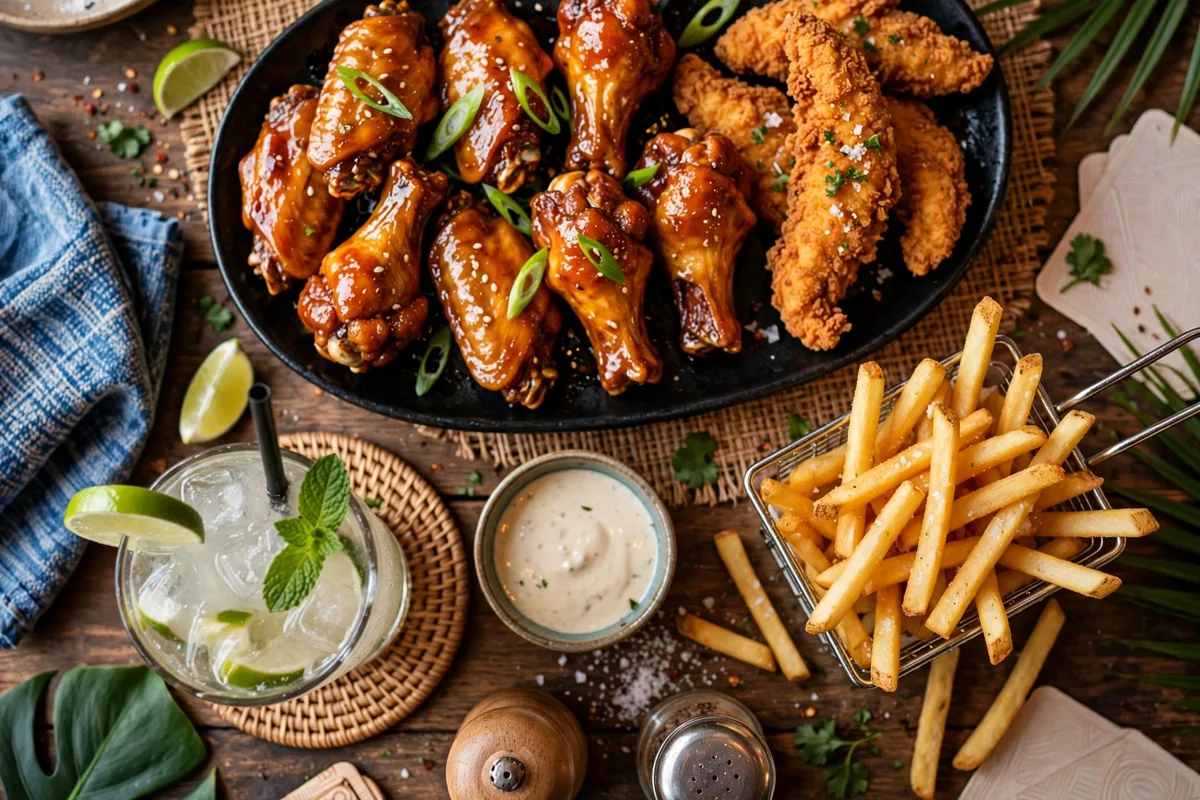 Hurricane Grill Wings menu prices 2026 sauced wings tenders fries and drink spread