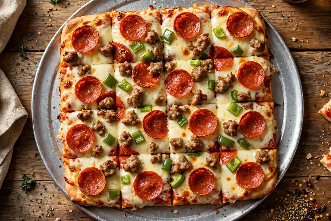 Imo's Pizza menu prices 2026 — square-cut St. Louis style pizza with Provel cheese.