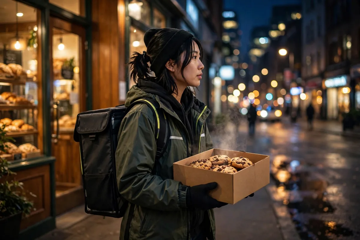 Insomnia Cookies working hours storefront at night