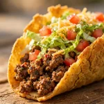 Is Taco Bell beef real? Seasoned beef in a crunchy taco