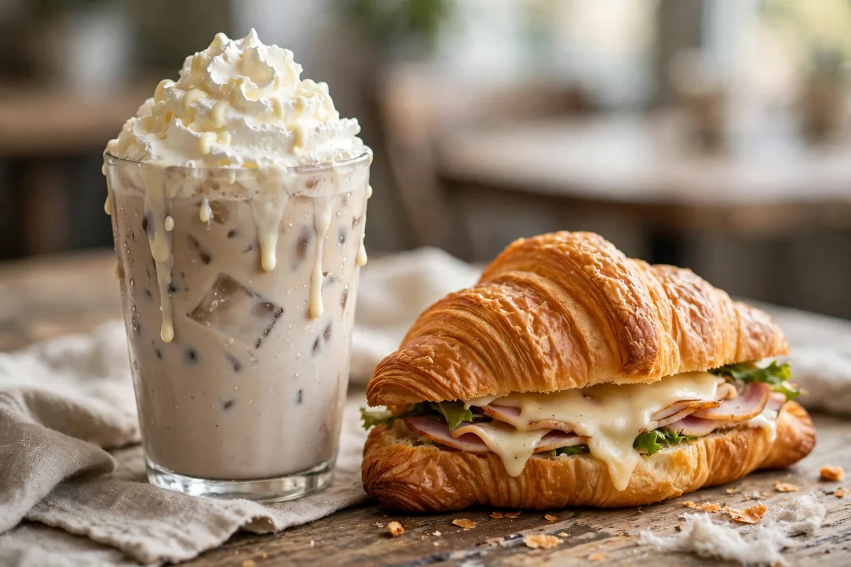 It's A Grind menu prices 2026 iced white chocolate mocha and croissant breakfast sandwich