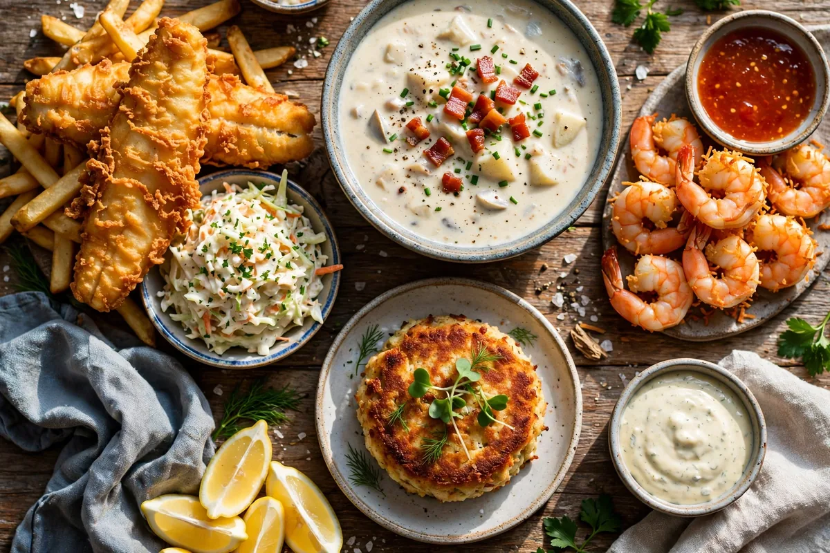 Ivar's menu prices 2026 seafood spread with fish and chips and clam chowder