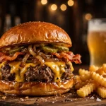 Jack Browns burger menu prices 2026 - Wagyu cheeseburger with crinkle fries and craft beer