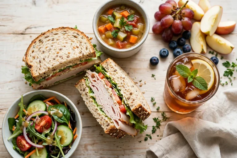 Jason's Deli menu calories: turkey sandwich, side salad, soup and iced tea