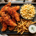 Joella's Hot Chicken menu prices 2026, crispy jumbo tenders with mac and cheese and fries