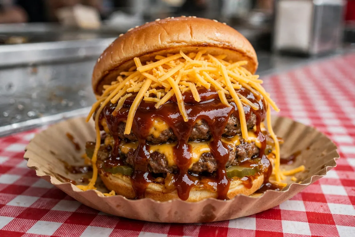 Johnnie's Charcoal Broiler Theta burger price saucy double cheeseburger with shredded cheddar