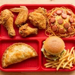 Jollibee menu fried chicken meal with Jolly Spaghetti and Peach Mango Pie