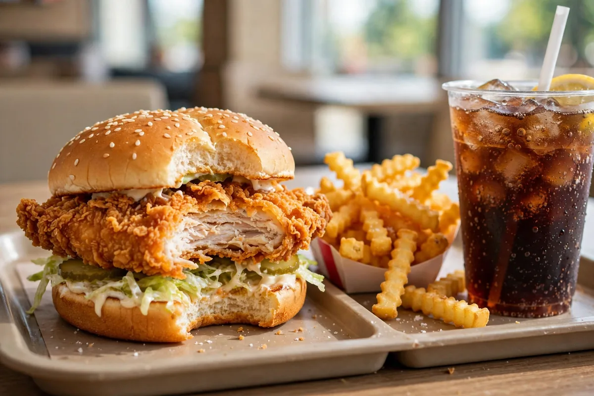 KFC menu prices 2026 crispy chicken sandwich fries and drink