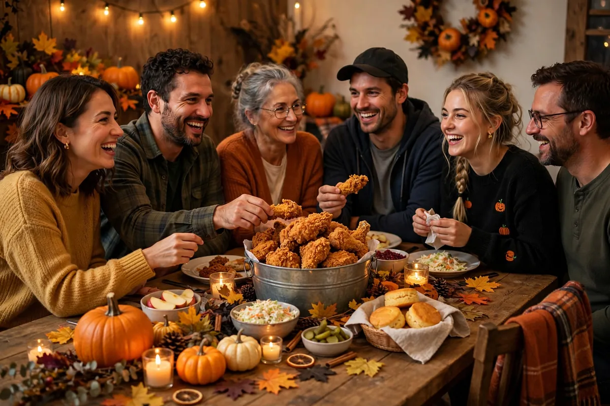 KFC Scary Good Daily Deals, sharing fried chicken at a Halloween party