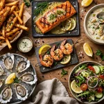 Kings Fish House menu prices 2026 seafood spread