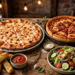 Knollas pizza menu 2026: New York style and Chicago pan pizzas with breadsticks and salad