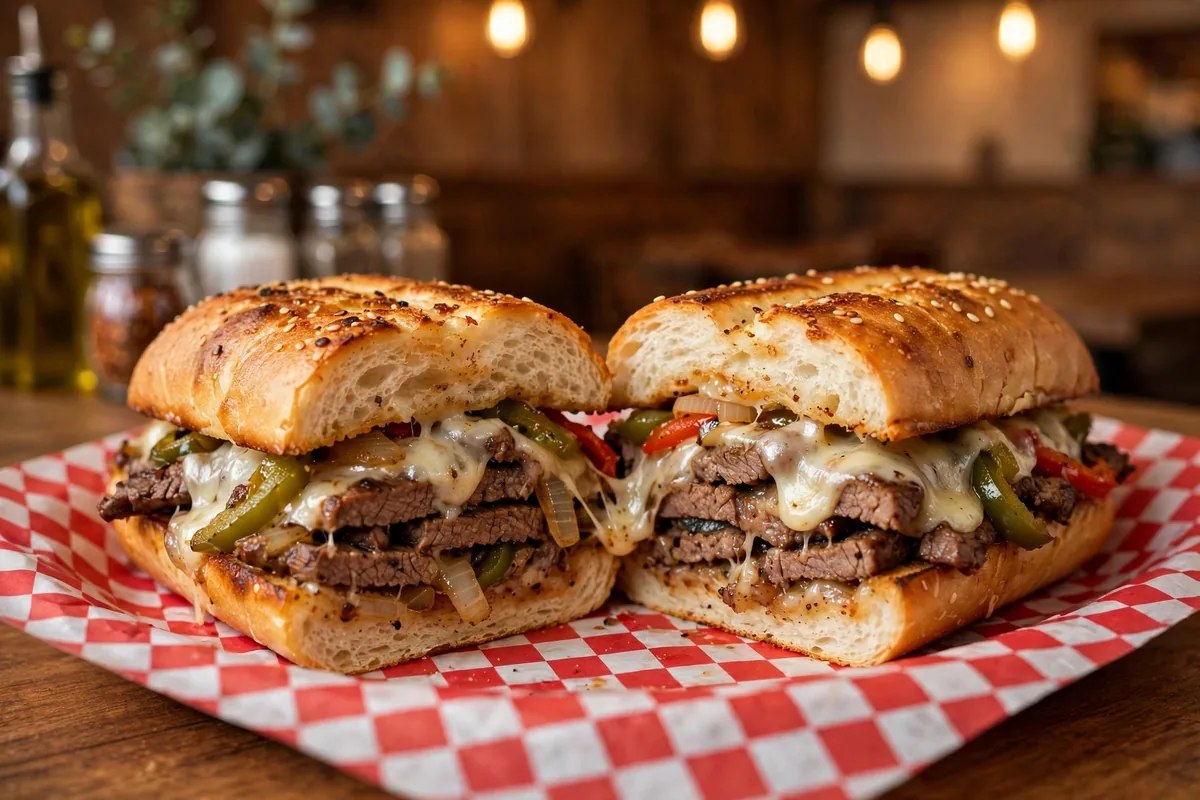 LaRosa's Pizzeria menu 2026 - steak hoagy close up, toasted hoagie with steak and melted cheese