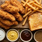 Layne's Chicken Fingers secret menu guide: crispy chicken fingers, crinkle-cut fries, Texas toast and dipping sauces