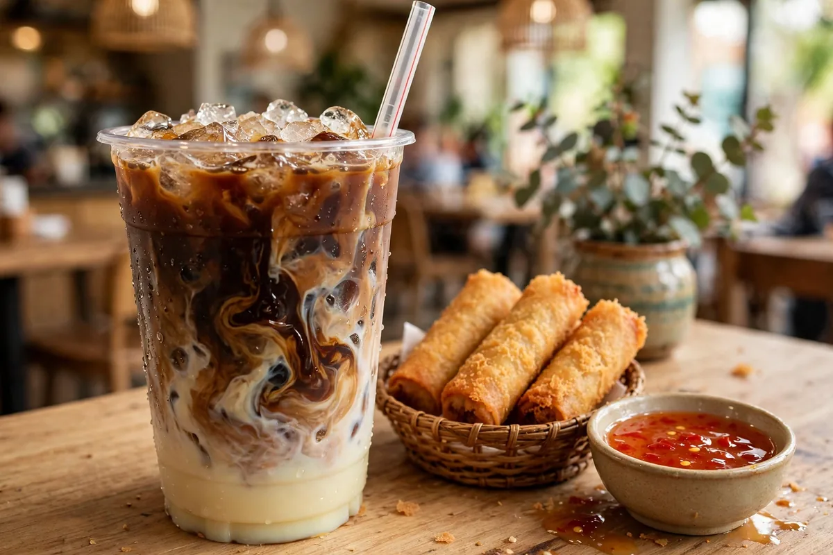 Lee's Sandwiches iced coffee and crispy spring rolls, Lee's Sandwiches menu prices