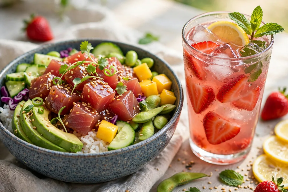 Lemonade menu prices 2026 ahi tuna poke bowl and strawberry lemonade