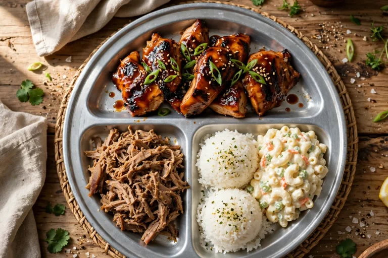 L&L Hawaiian Barbecue plate lunch with chicken katsu, rice and mac salad