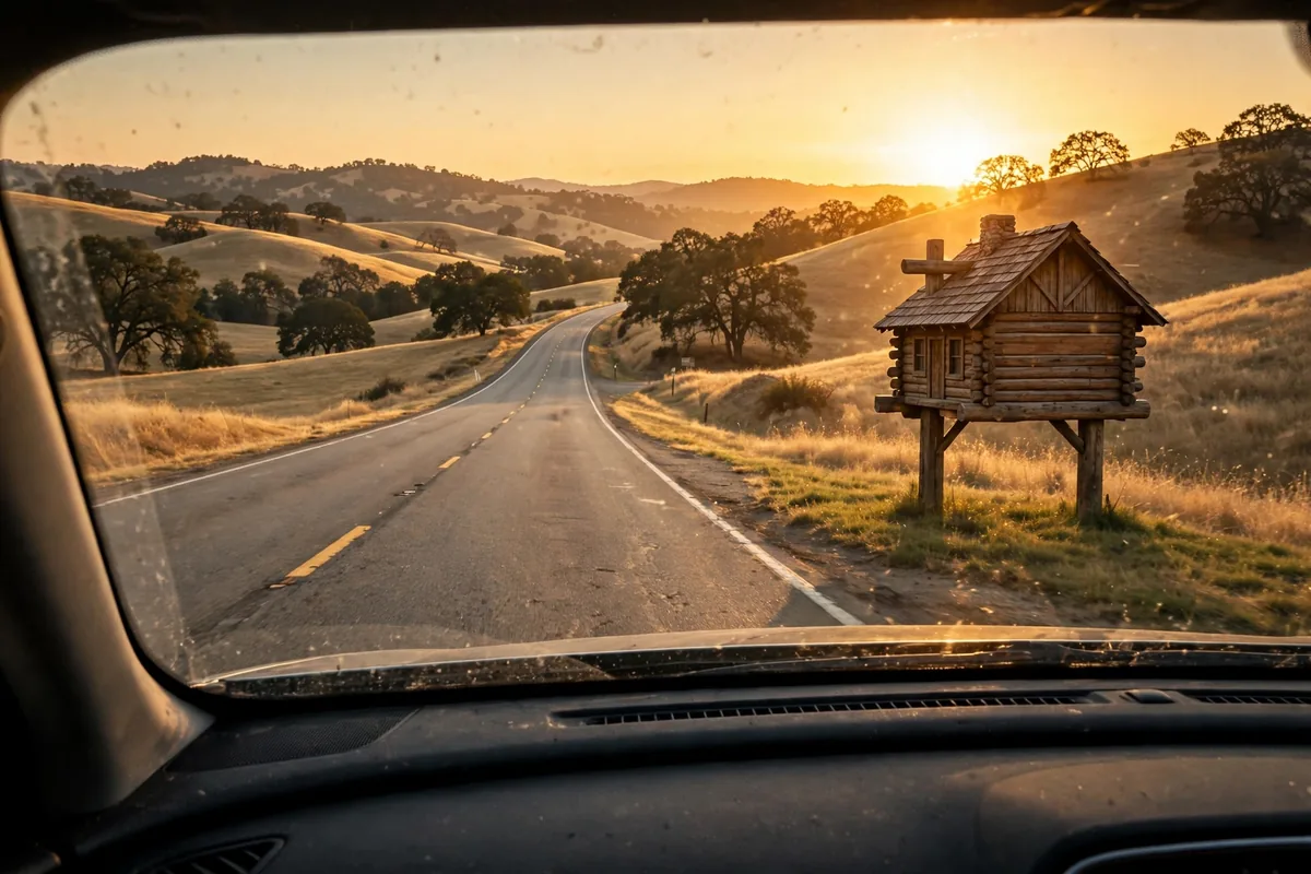 Driving to find Logan's Roadhouse locations near me at sunset