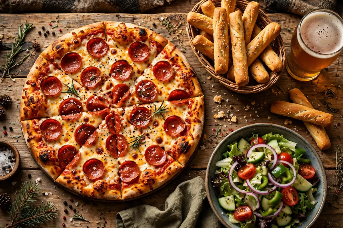 mackenzie river pizza menu 2026 pepperoni pizza lodgepoles breadsticks and salad