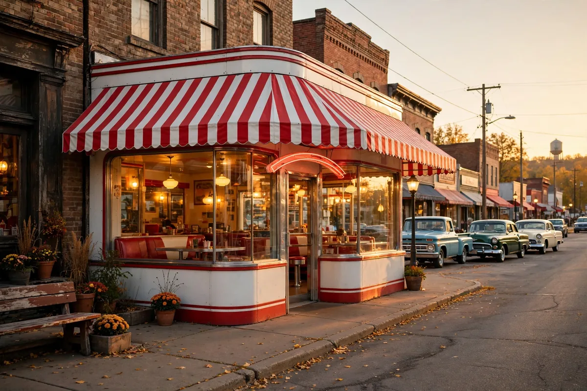 Maid rite calories guide: vintage Iowa diner storefront