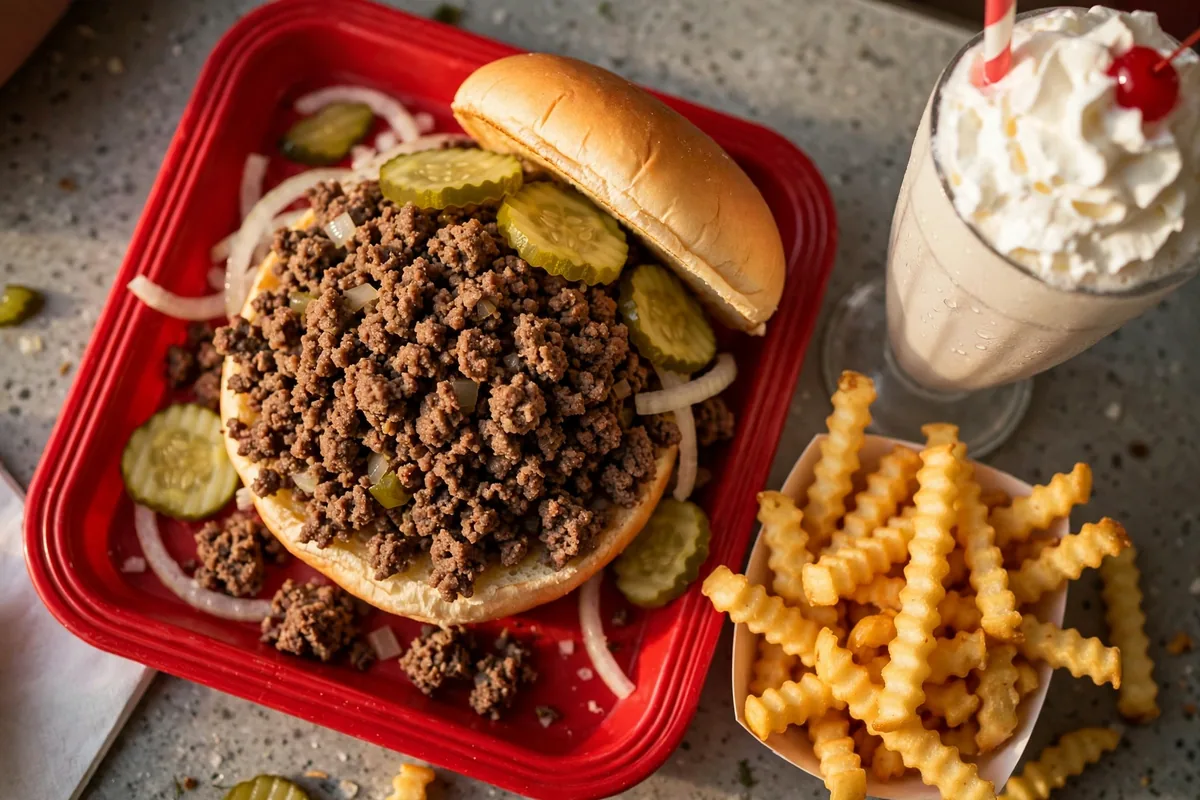 Maid Rite menu deals on loose meat sandwiches and fries