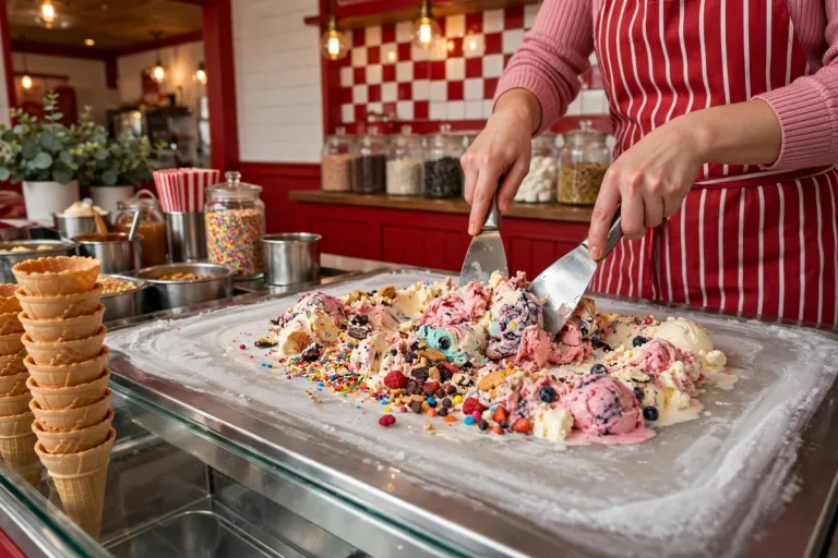 Marble Slab Creamery deals: ice cream mixed fresh on the frozen marble slab with mix-ins.