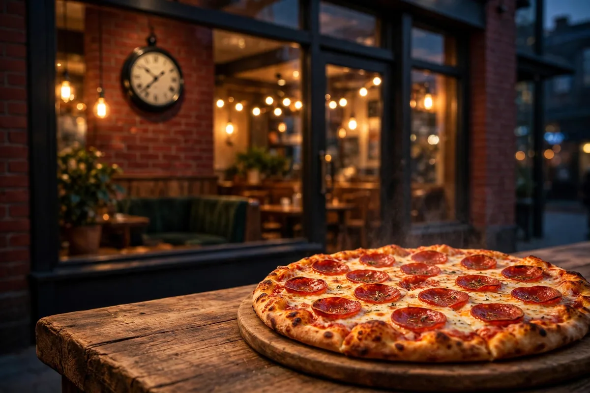 Marco's Pizza storefront at evening