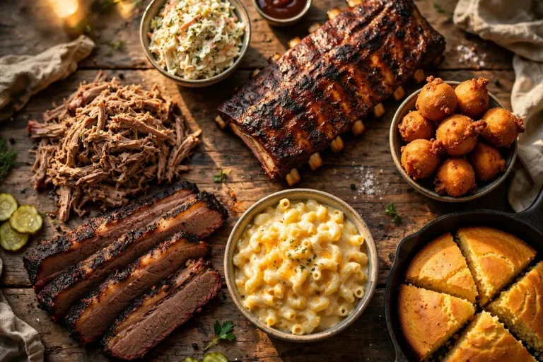 Martin's BBQ menu 2026: smoked brisket, ribs, pulled pork, mac and cheese spread