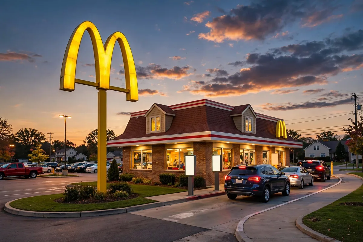 McDonald's explained: Golden Arches restaurant glowing at dusk