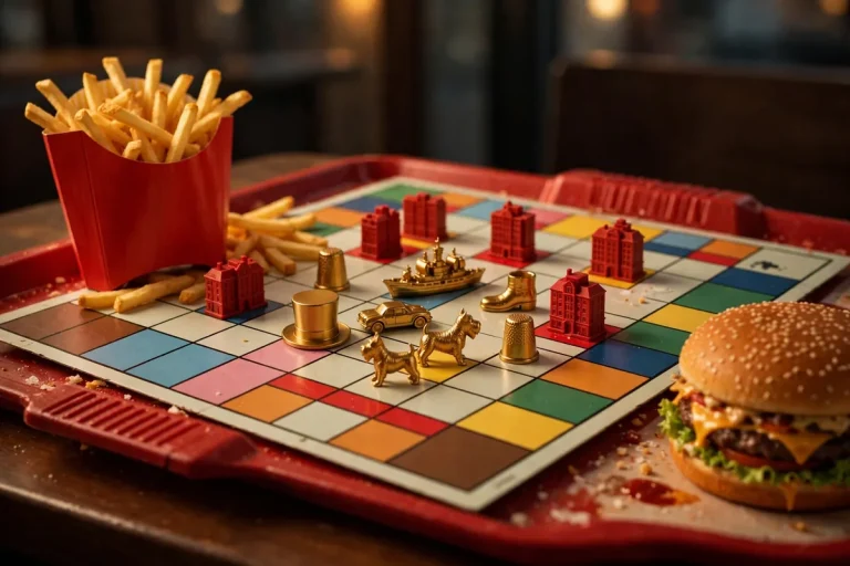 McDonald's Monopoly scandal: board game pieces on a McDonald's tray