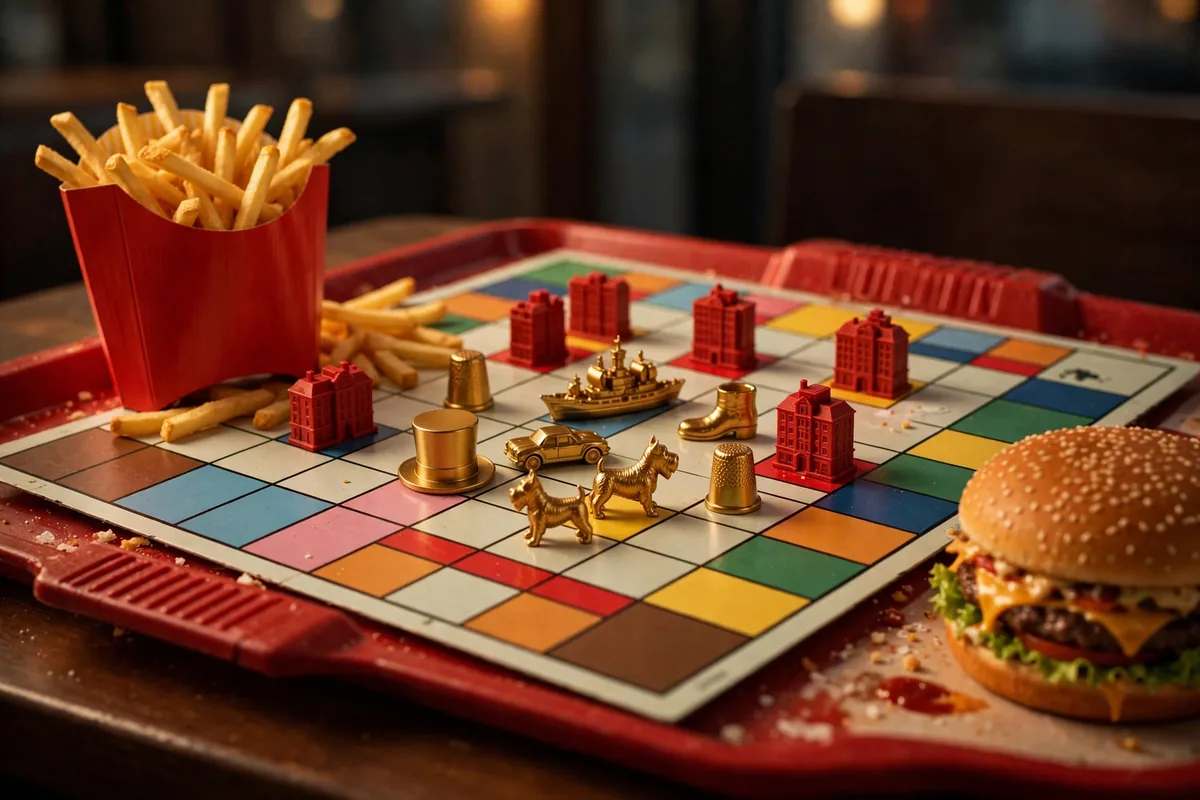 McDonald's Monopoly scandal: board game pieces on a McDonald's tray