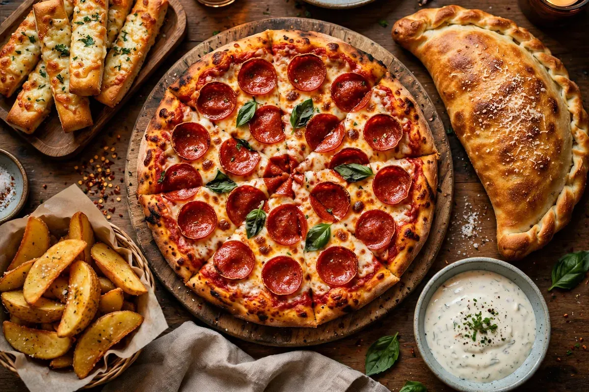 Me-N-Ed's pizza menu prices 2026 signature pizza spread