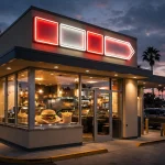 In-N-Out restaurant storefront at dusk