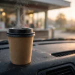 The Human Bean working hours drive-thru coffee stand at sunrise