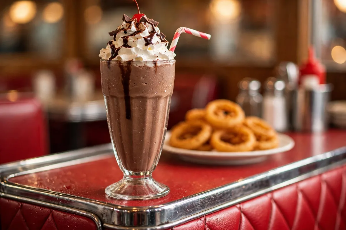 Mel's Drive In milkshake and onion rings prices