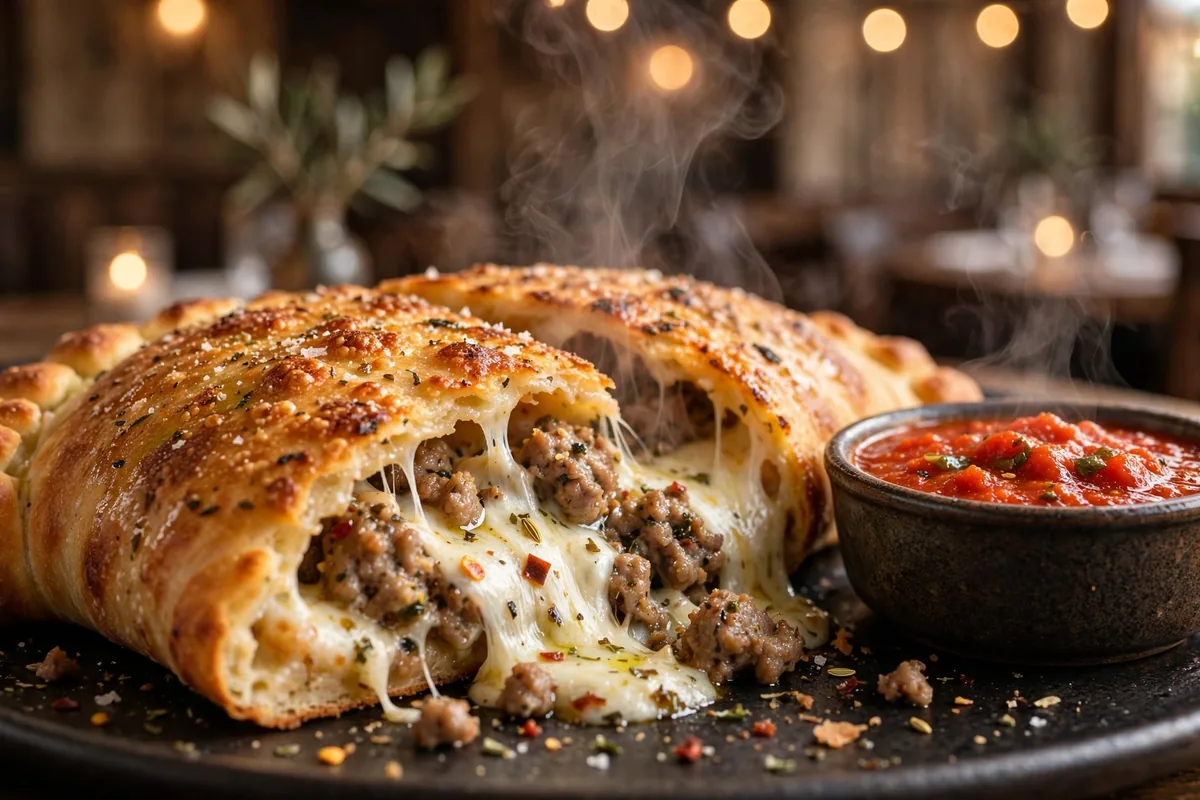 Mici Handcrafted Italian menu prices - crispy calzone with melted cheese and Italian sausage, marinara dipping sauce