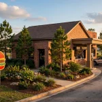 Milo's Hamburgers locations near me, Alabama burger restaurant storefront at golden hour