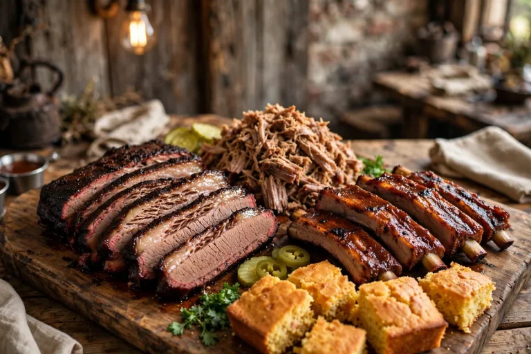 Mission BBQ menu calories: smoked brisket and pulled pork platter