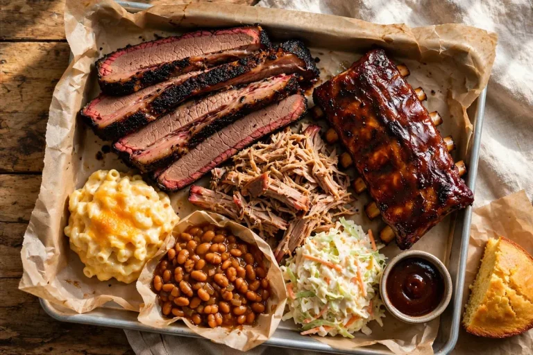Mission BBQ menu prices 2026 barbecue platter with brisket, pulled pork and ribs