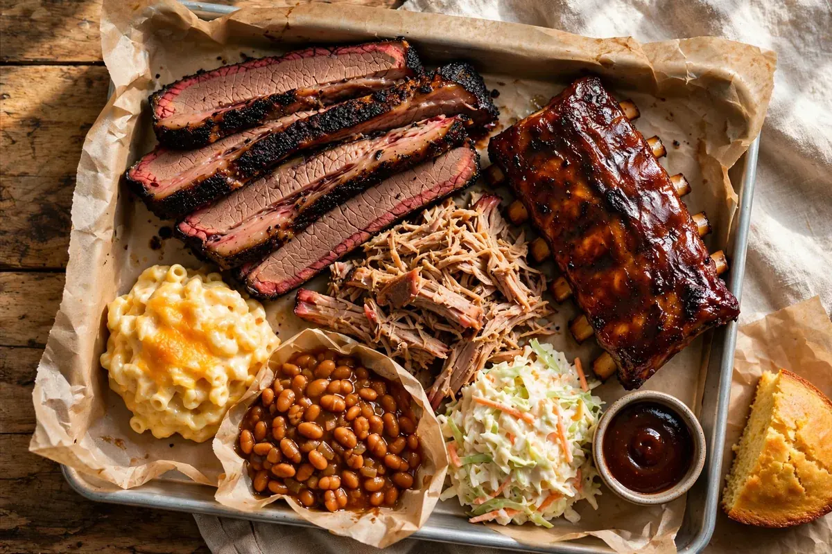 Mission BBQ menu prices 2026 barbecue platter with brisket, pulled pork and ribs
