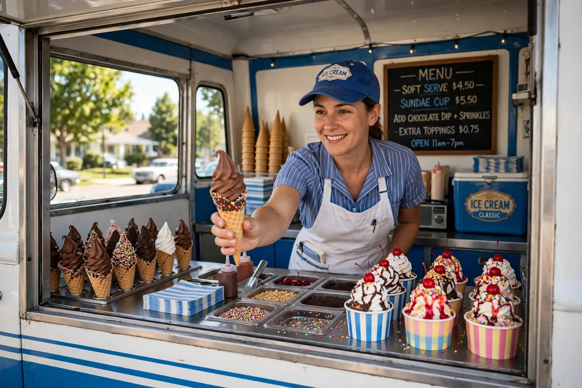 Mister Softee ice cream truck menu soft serve twist cone 2026