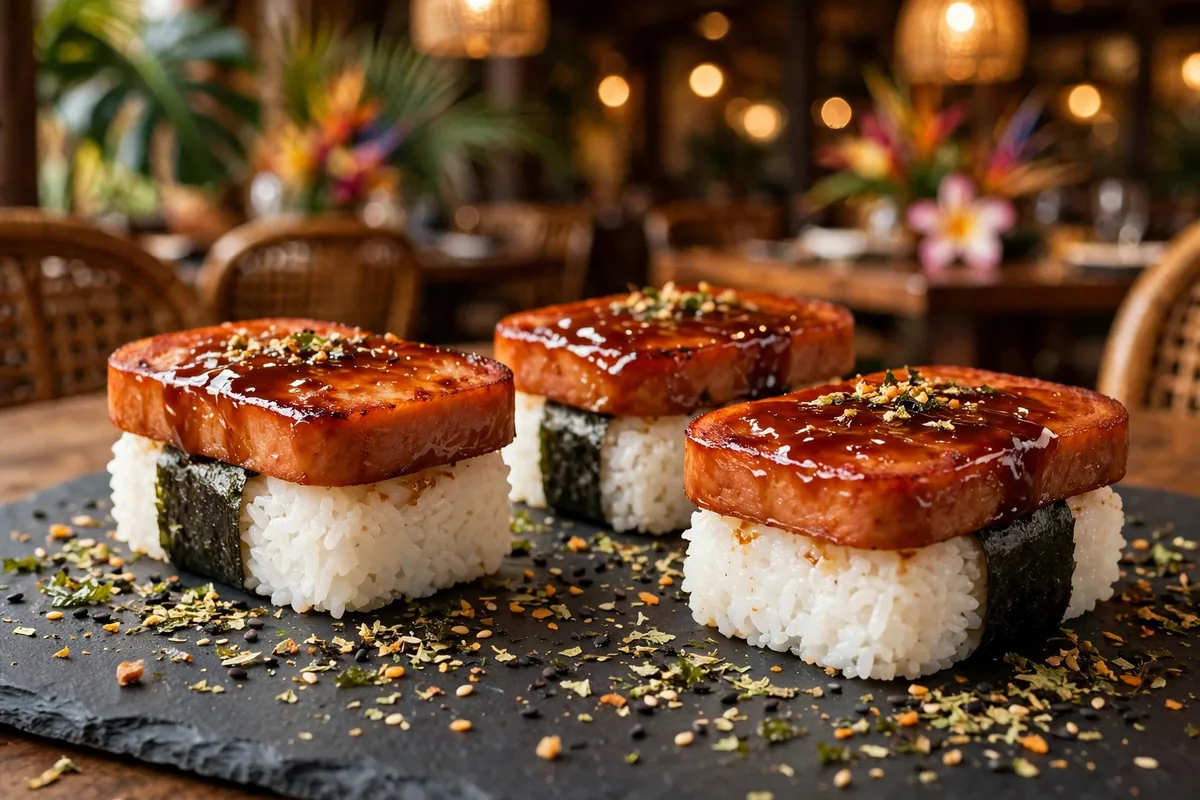 Mo' Bettahs Spam musubi and menu prices 2026, Hawaiian plate lunch snack