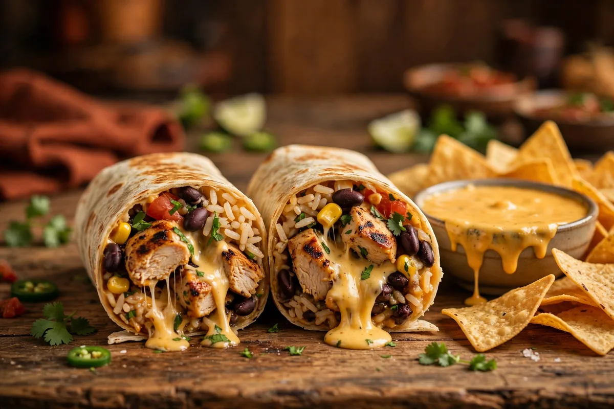 Moe's Southwest Grill secret menu burrito with queso and chips